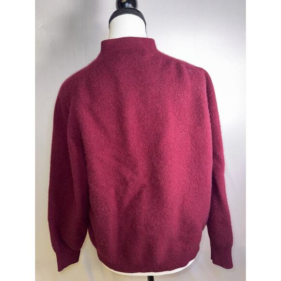 Vintage Brooks Brothers Women’s Lambswool Cardigan Burgundy Large Preppy Made GB - Picture 2 of 4
